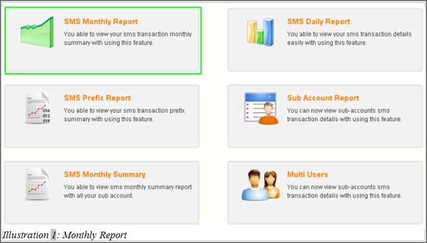 iSMS Monthly SMS Report — main view