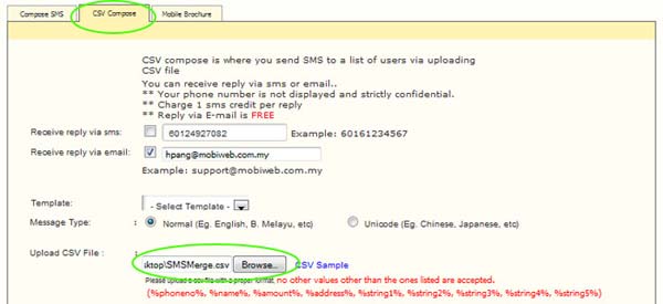 SMS Merge Compose