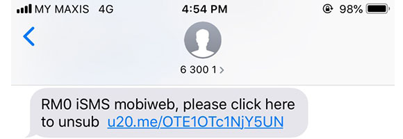 Step 2 — SMS with unsubscribe link