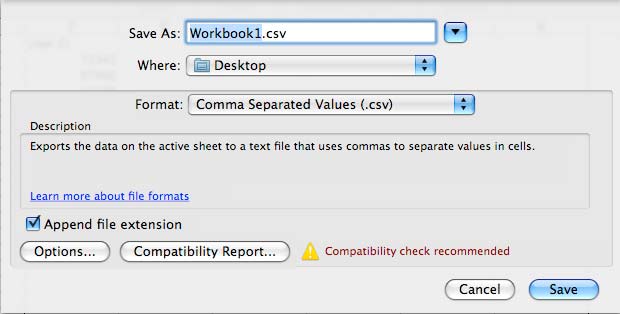Save CSV